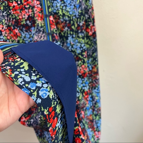 Maggy London Abbi Flounce Tea Length Floral Dress Flutter Sleeves Size 6 - Picture 6 of 13